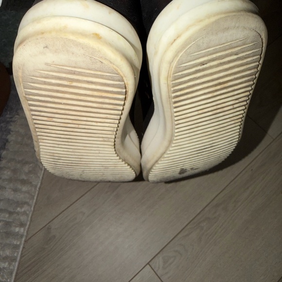 Sz42 (9) Rick Owens Black Leather Sneakers with White Toe Caps and Cream Laces - Picture 6 of 12